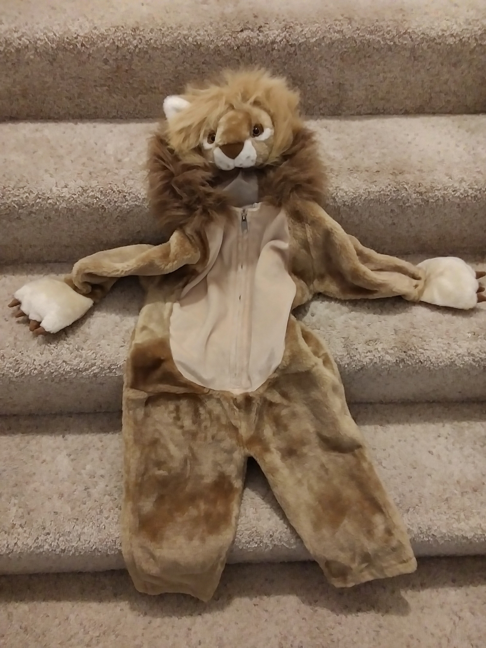 Halloween Plush Lion Kids Costume in Brown and Cream